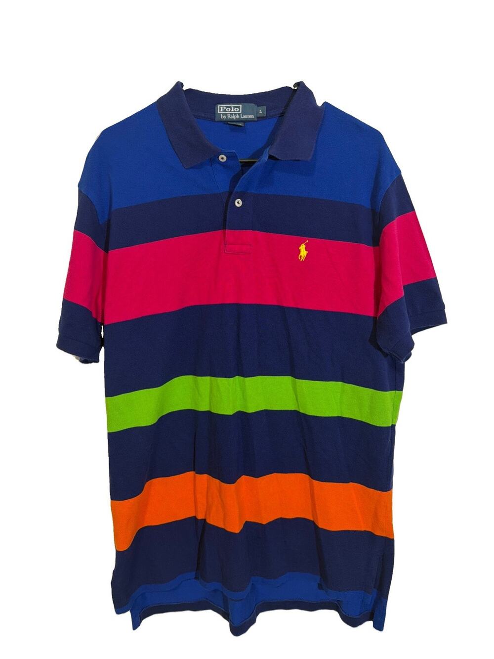 Vintage 90s Polo by Ralph Lauren Multi-Color Striped Polo Shirt, Size L